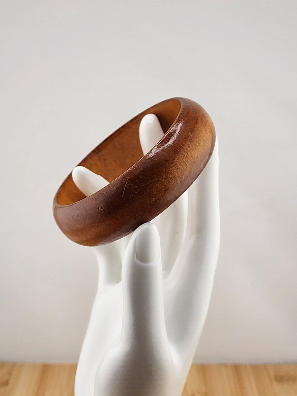 8.25in Classic Brown Wooden Bangle Bracelet - 0653
